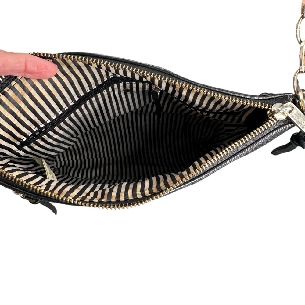 Kate Spade Black Crossbody Bag with Gold Accents Pebbled Leather